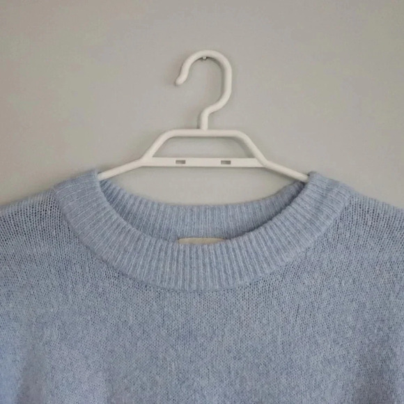 H&M‎ Blue Women's Oversized Small Wool Knit Stretch Crewneck Long Sleeve Sweater - Picture 5 of 9